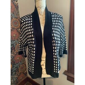 NWT Worthington Black & White Open Front Sweater Cardigan Size Large